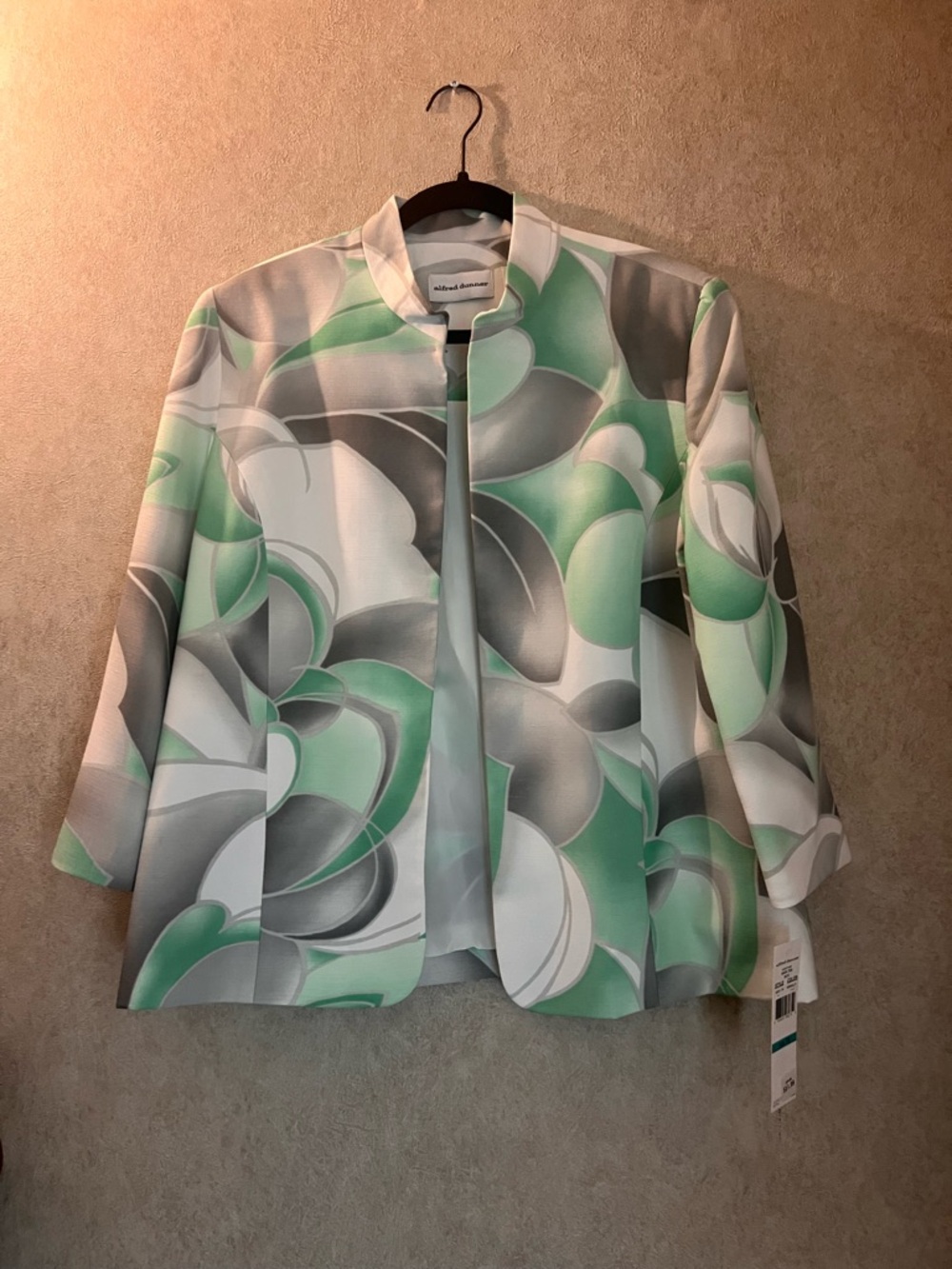 Alfred DUNNER Women's 16 Floral Print Blazer Jacket Green Gray White NEW NWT